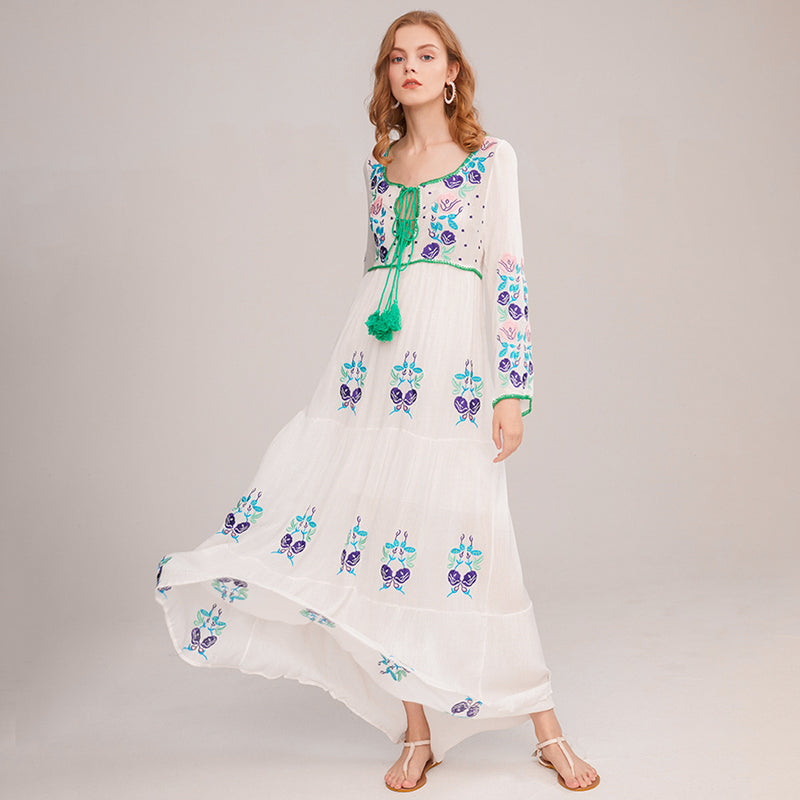 Embroidery Maxi Women Dress Casual Clothes