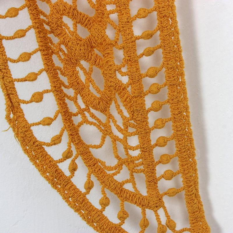 Asymmetric Open Stitch Crochet Knit Embroidery Cardigan Darkyellow