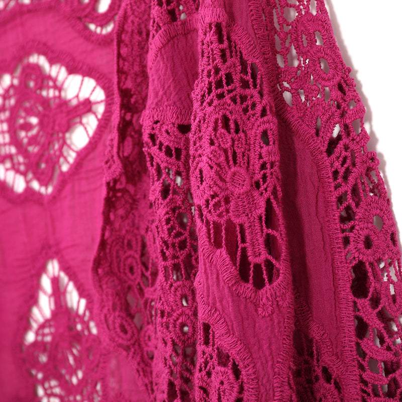 Hippie Froral Patch Crochet Cover Up Top Roseredb