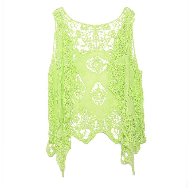 Hippie Froral Patch Crochet Cover Up Top
