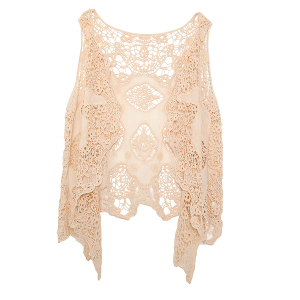 Hippie Froral Patch Crochet Cover Up Top Nube