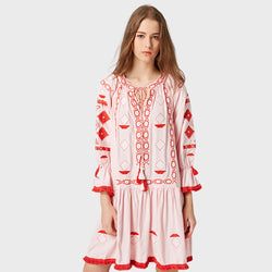 Ethnic Boho Embroidery Loose Mini Dress